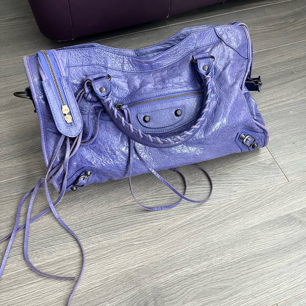 Balenciaga Purple Classic City Leather Satchel - Picture 1 of 5